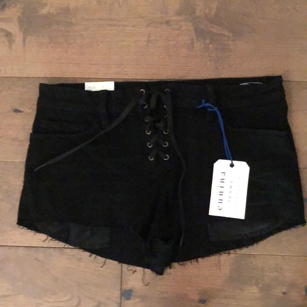 Black Lace-Up Shorts